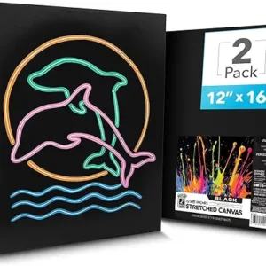 Arteza Black Stretched Canvas (Set of 2 - 12x16 inches)