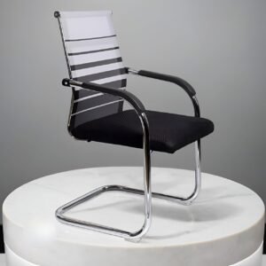 Ammu's Mesh Back Chair Fabric Visitor Chair Reading Executive Office Chair for Home Computer Study Reception (1, White, Mesh Jali Back)