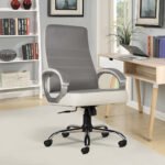 Ammu's C99 Apex High Back Leatherette Boss Chair/Revolving Chair/Office Chair/Computer Chair for Work from Home and Office with 3 Years of Warranty (White & Grey, High Back)