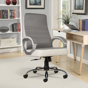 Ammu's C99 Apex High Back Leatherette Boss Chair/Revolving Chair/Office Chair/Computer Chair for Work from Home and Office with 3 Years of Warranty (White & Grey, High Back)