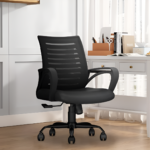 Ammu's Desire C104 Mesh Mid Back Chair | Ergonomic Office, Study, Revolving, Computer Chair for Work from Home Heavy Duty Metal Base, Seat Height Adjustable (Black)